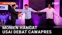 Momen Hangat Gibran Gandeng Cak Imin dan Mahfud MD Usai Debat Cawapres