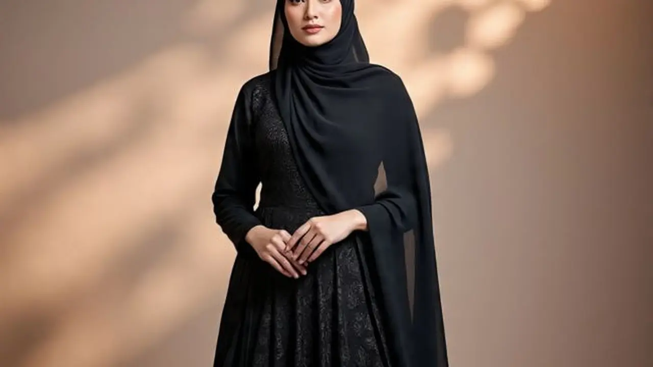 Ilustrasi Gamis Hitam (Sumber Gambar: Meta AI)