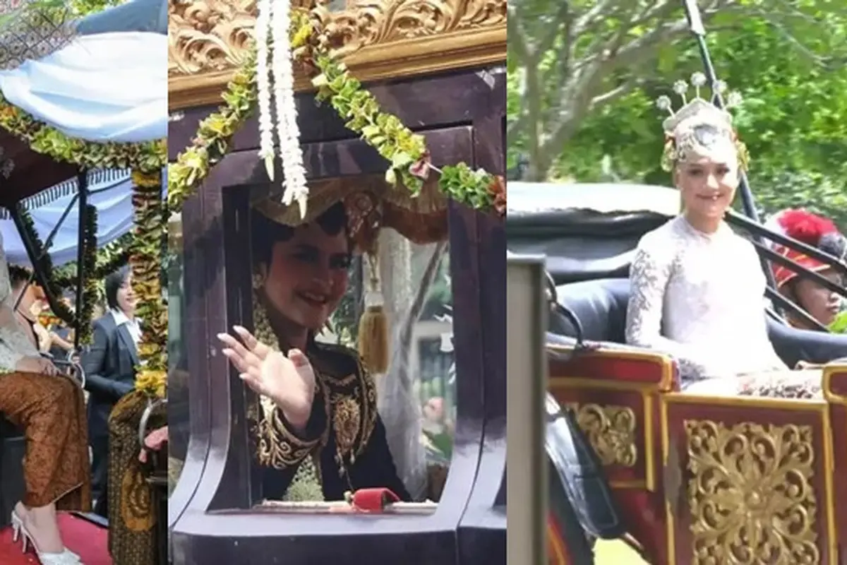 6 Beda Penampilan Selvi Ananda, Kahiyang Ayu dan Erina Gudono Naik Kereta Kencana Saat Menikah