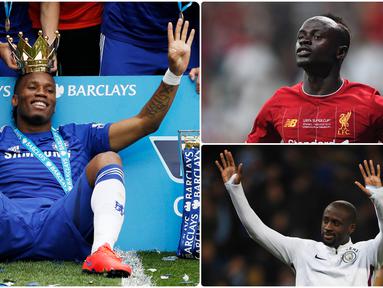Didier Drgoba menjadi pemain asal benua Afrika yang sukses di kancah Premier League. Selain Drogba, ada beberapa pemain asal Afrika lain yang juga sukses di kompetisi liga Inggris. Berikut Didier Drogba dan pemain asal benua Afrika yang sukses di Premier League. (kolase foto AFP)