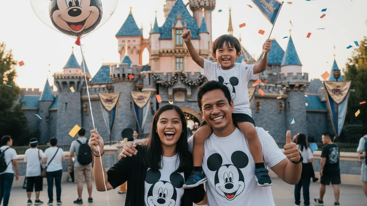 Prompt AI Foto Keluarga Liburan di Disneyland