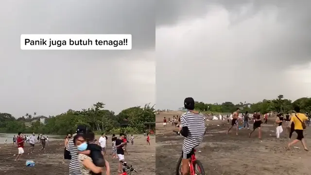 Pemuda yang tampak tenang saat diterjang puting beliung.