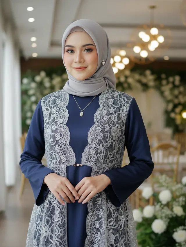 Gamis Brokat Copotan dengan Tampilan Fleksibel (Foto: Gemini AI)