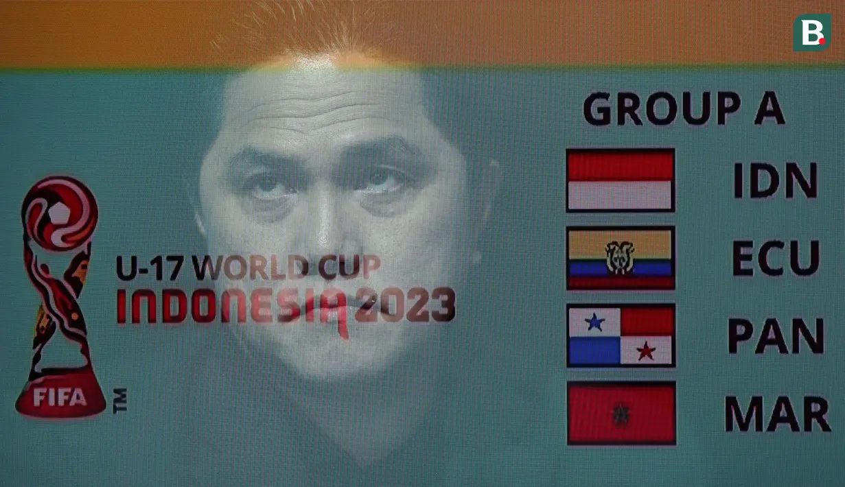 <p>Foto multi eksposure dari ekspresi&nbsp;Ketua Umum PSSI, Erick Thohir,&nbsp;dan tampilan layar kaca grup A Piala Dunia U-17 2023&nbsp;saat&nbsp;acara proses Drawing Piala Dunia U-17 2023 di Studio 2 Indosiar, Jakarta, Jumat (15/9/2023). (Bola.com/Bagaskara Lazuardi)</p>