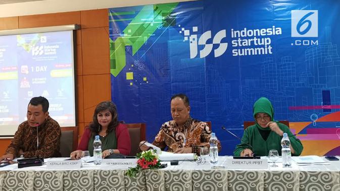 Menristekdikti, Mohamad Nasir menghadiri konferensi pers Indonesian Startup Summit (ISS). Liputan6.com/Andina Librianty