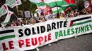 Aksi itu sebagai bentuk dukungan untuk warga Palestina. (Lionel BONAVENTURE/AFP)