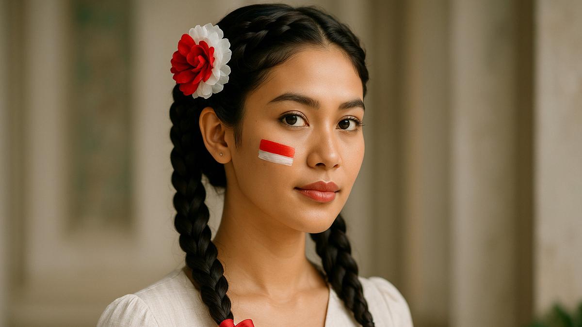 8 Model Rambut Kepang 2 dengan Aksesori Merah Putih di Wajah untuk Peringatan Hari Kemerdekaan 17 Agustus 1945 HUT RI ke-80