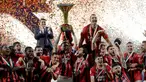 AC Milan berhasil mengunci titel juara Serie A musim ini setelah meraih kemenangan besar atas Sassuolo dengan tiga gol tanpa balas. (AFP/Filippo Monteforte)