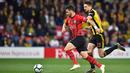 penyerang Southampton Shane Long (kiri) menambah daftar panjang pemain Premier League yang mampu mencetak gol cepat. Shane Long hanya butuh tujuh detik untuk merobek gawang Watford kala itu.  (Foto: AFP/Glyn Kirk)