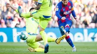 Penyerang Barcelona, Lionel Messi mencetak gol ke gawang Getafe. (Dok. FC Barcelona)