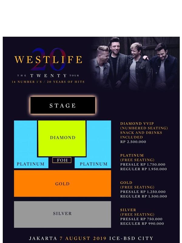 Daftar Harga Tiket Konser Westlife Jakarta (sumber: instagram/fullcolorparty)
