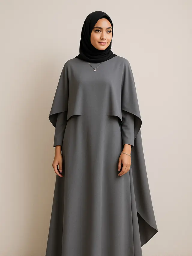 Gamis Cape Modern Warna Netral (Image by ChatGPT)