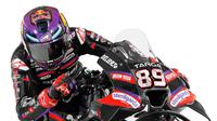 Pembalap Aprilia, Jorge Martin saat perkenalan livery motor tim jelang MotoGP 2026. (X/MotoGP)