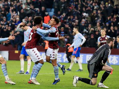 Manchester United gagal memetik poin penuh kala bertandang ke markas Aston Villa pada laga pekan ke-22 Premier League 2021-22 di Villa Park, Minggu (16/1/2022). (AFP/ Lindsey Parnaby)