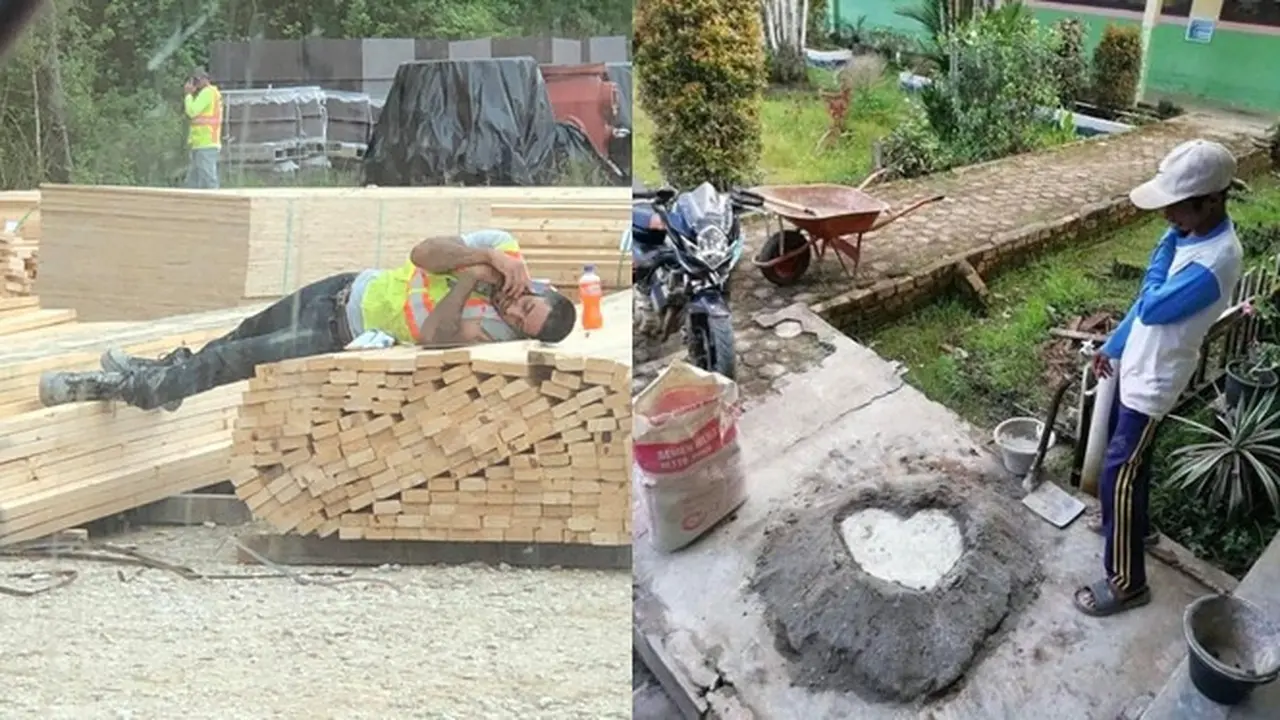 6 Potret Kuli Bangunan Kasmaran Jatuh Cinta Ini Bikin Mandor Senyum Tipis