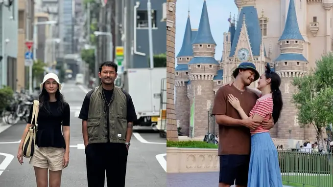 Gaya Serasi Rio Dewanto dan Atiqah Hasiholan Liburan di Jepang, Tampil Casual Playful Bak Pasangan Remaja