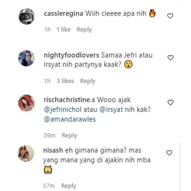 Komentar netizen di akun Instagram @amandarawles