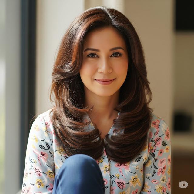 10 Model Rambut Layer Panjang Tanpa Poni yang Anggun untuk Ibu Muda 40 ...
