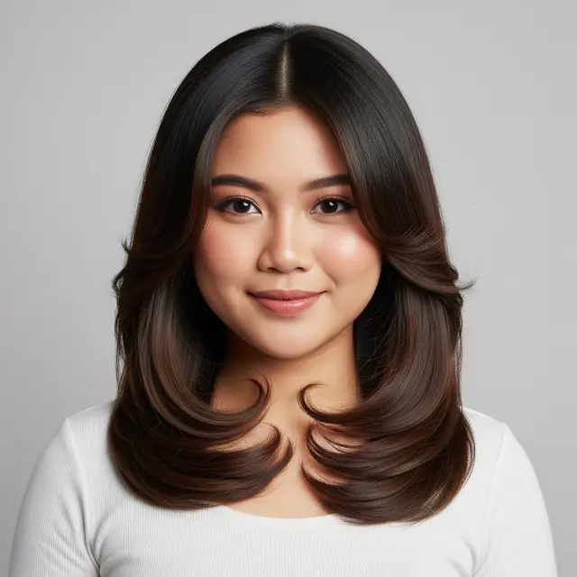 Model Rambut Wanita Panjang untuk Wajah Bulat dan Pipi Tembem (Gemini AI)