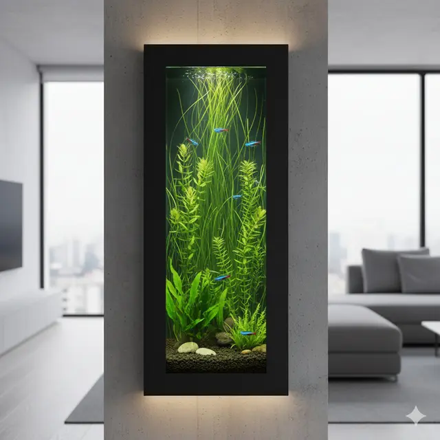 Akuarium mini untuk rumah modern (Foto: Gemini AI)