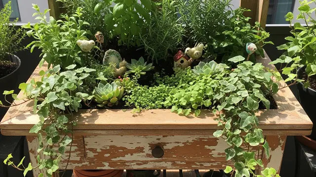 Model Kebun Mini dari Kayu Bekas (AI)