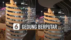 Terlihat seperti ilusi mata ketika melihat gedung di Stadion San Siro, Milan, Italia ini seperti berputar saat para penonton berjalan.