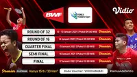 Jadwal dan Live Streaming BWF : Yonex Thailand Open 2021 di Vidio (Sumber : dok. vidio.com)