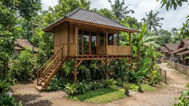 Inspirasi Rumah Desa Sederhana dengan Taman Kecil