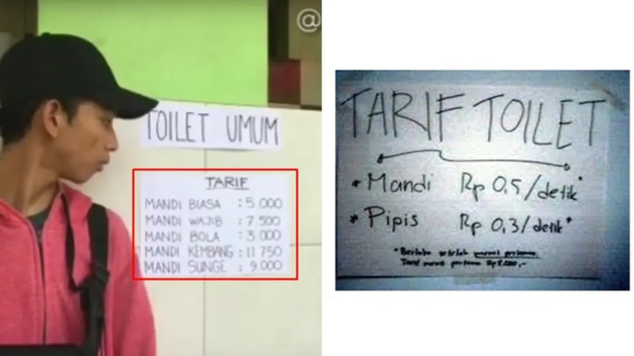 6 Tarif Mandi di Toilet Umum Ini Nyeleneh, Bikin Heran