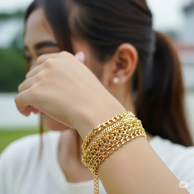 Model Gelang Emas Rantai yang Lagi Trend. Foto: Gemini