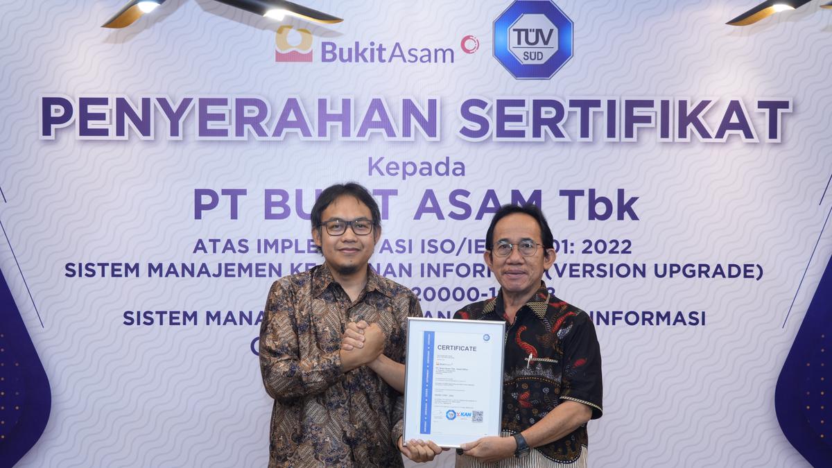 Bukit Asam Raih Sertifikat ISO 20000-1:2018, Inovasi Teknologi Informasi Mengalami Peningkatan