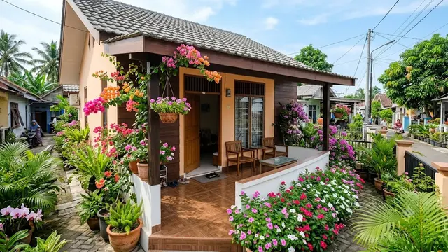 Kombinasi Bougenville dan Tapak Dara untuk Teras Rumah yang Cerah