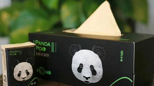 Tisu mewah yang terbuat dari feses panda