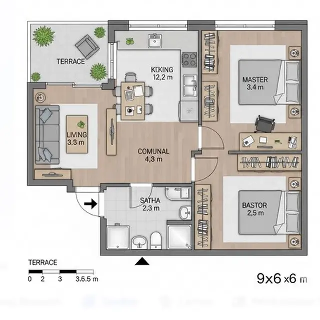 Rumah 9x6 meter (Ilustrasi AI)
