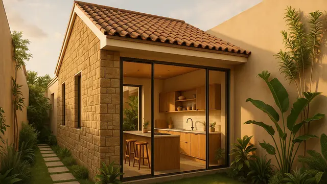 Model Rumah 3 Kamar 1 Lantai dengan Dapur Terbuka