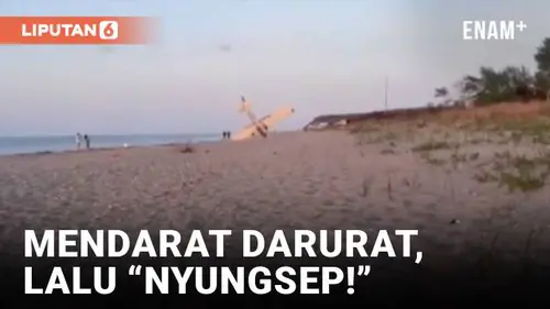 VIDEO: Detik-Detik Pesawat Mendarat Darurat Hingga Nyungsep