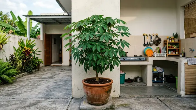 Cara Menanam Daun Singkong di Pot agar Tumbuh Subur. AI Generated