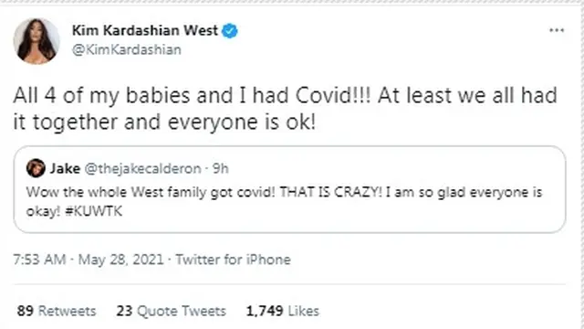Kim Kardashian dan Anak-Anaknya Positif Covid-19, Alami Gejala Mual