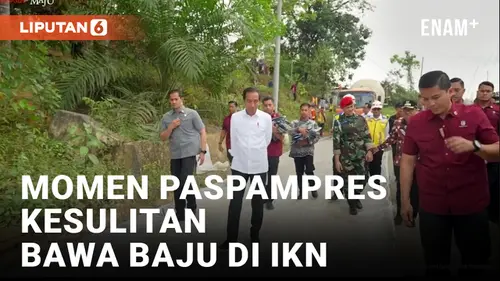 VIDEO: Kocak! Paspampres Kesulitan Bawa Baju saat Temani Jokowi di IKN