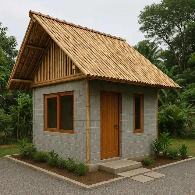 Model Rumah Kecil 5x5 Meter dari Batako dan Bambu