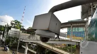 Sebuah kamera CCTV milik Pemprov DKI Jakarta terpasang di jembatan penyeberangan orang (JPO) kawasan WTC Mangga Dua, Jakarta, Senin (16/2/2015). (Liputan6.com/Faizal Fanani)