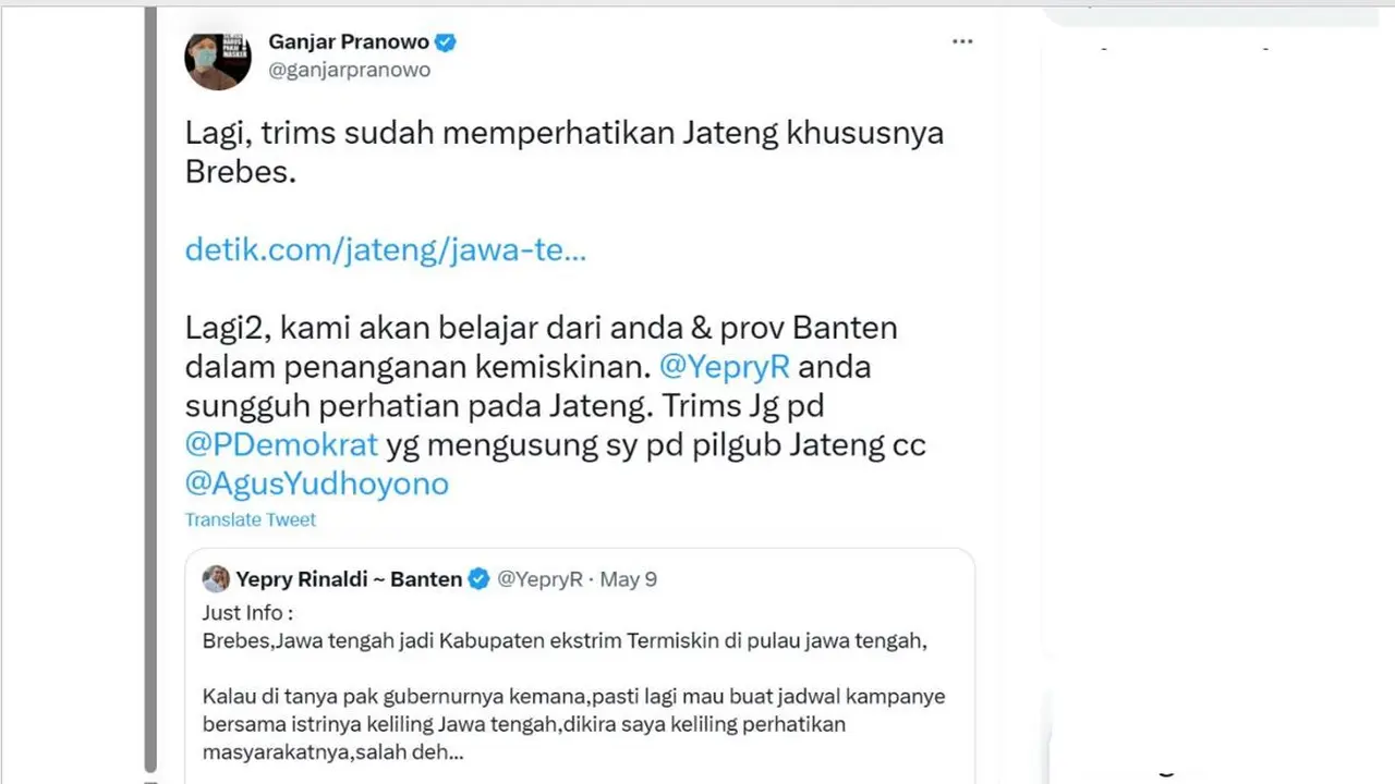 Disindir Kader Demokrat, Ganjar Respons Kritikan Kemiskinan Ekstrem di Jateng: Trims Sudah Memperhatikan