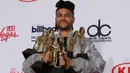 Penyanyi The Weeknd  berhasil meraih Top Streaming Song (Audio), Top R&B Album, Top R&B Artist, Top Streaming Songs Artist, Top Radio Songs Artist, Top Song Sales Artist, Top Hot 100 Artist, dan Top R&B Song di Las Vegas, (22/5).   ( REUTERS/Steve Marcus)