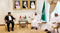 Menteri Agama (Menag) Yaqut Cholil Qoumas hari ini bertemu dengan Menteri Haji dan Umrah Arab Saudi Tawfiq F Al-Rabiah. (Foto: Istimewa).