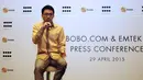 Direktur Utama EMTEK Grup, R. Alvin Widarta Sariaatmadja memberikan sejumlah keterangan jelang penandatangan nota kerjasama dengan Bobobobo.com di SCTV Tower, Jakarta, Rabu (29/4/2015). (Liputan6.com/Helmi Fithriansyah)