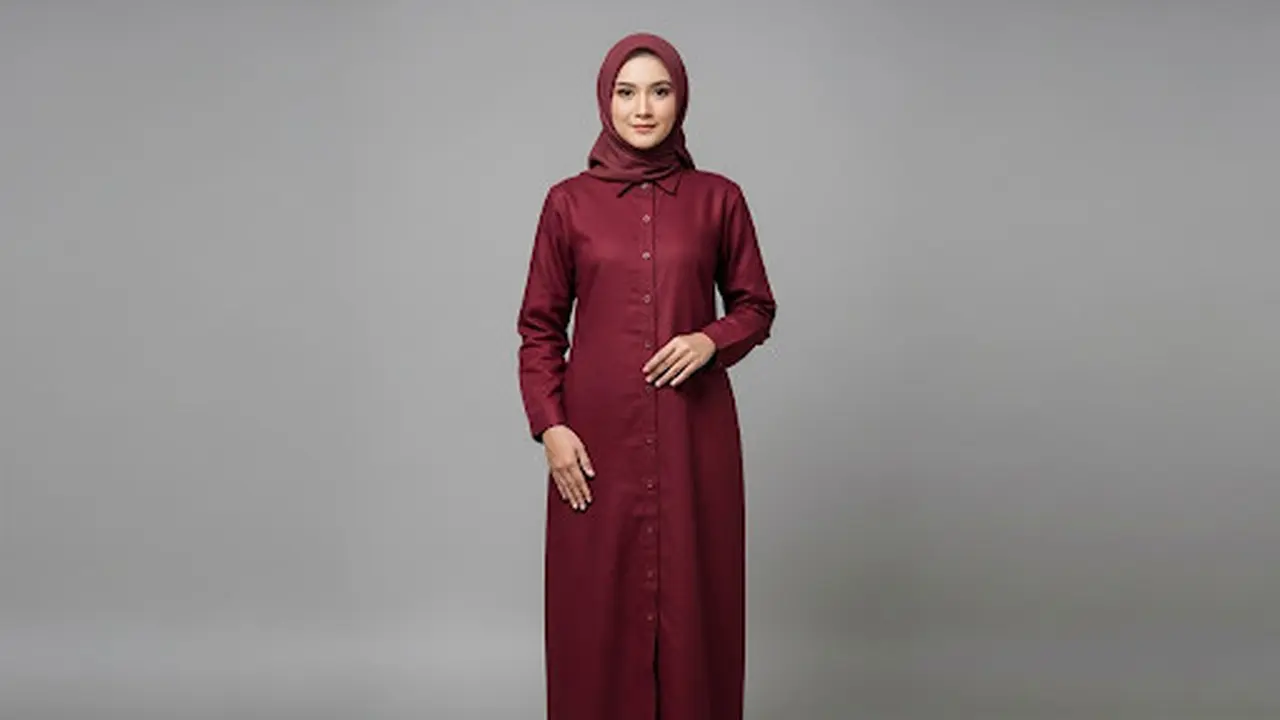 Model Gamis Bahan Linen dengan Potongan Lurus