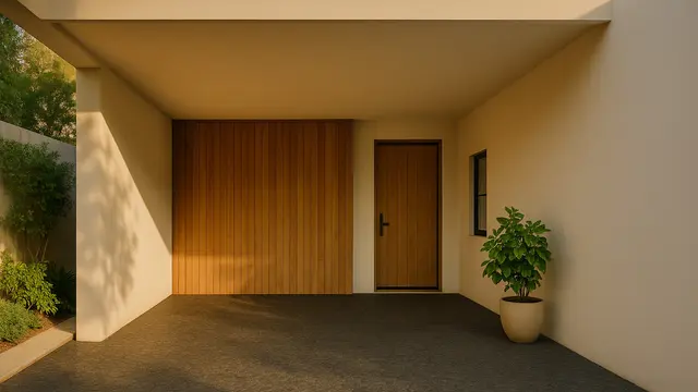 Desain Carport dengan Lantai Batu Alam