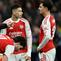 Manajer Arsenal asal Spanyol, Mikel Arteta (kiri ke kanan), memberikan instruksi dari pinggir lapangan kepada gelandang Arsenal asal Inggris bernomor punggung 41, Declan Rice, gelandang Arsenal asal Brasil bernomor punggung 11, Gabriel Martinelli, dan bek Arsenal asal Spanyol bernomor punggung 36, Martin Zubimendi, selama pertandingan leg pertama babak 16 besar Liga Champions UEFA antara Bayer 04 Leverkusen vs Arsenal di Leverkusen, Jerman barat, pada 12 Maret 2026. (INA FASSBENDER/AFP)