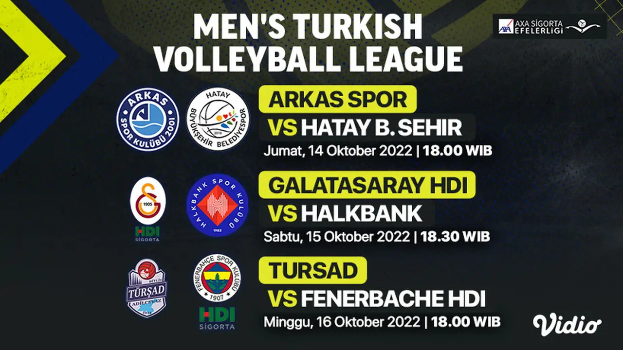 Jadwal Lengkap Liga Voli Turki Putra 2022/23 Live Vidio 14 Hingga 16 Oktober