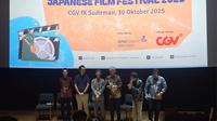 Konferensi pers Japanese Film Festival 2025 di CGV FX Sudirman, Jakarta Pusat pada Kamis (30/10/2025) (Rinjani Nur Anisa/Liputan6.com)